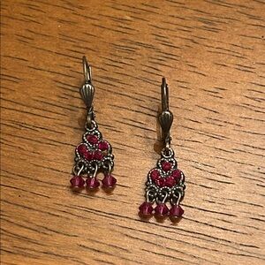 Elegant Silver and Red Dangle Earrings